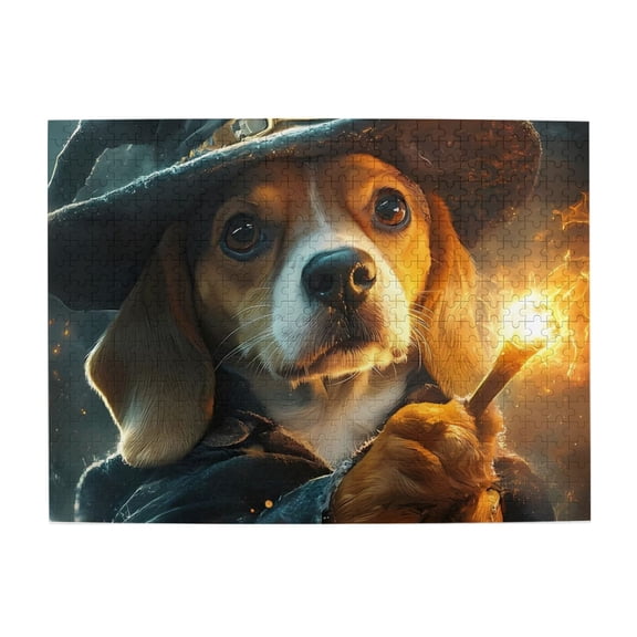500-Piece Wooden Jigsaw Puzzle for Adults - Wizard Dog Magic Hat Spell , Challenging Family Art Project, Unique Home Wall Decor Gift