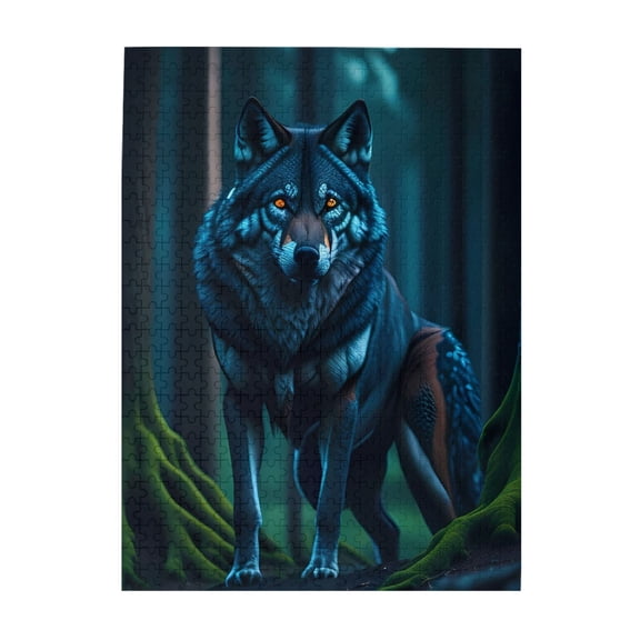 500-Piece Wooden Jigsaw Puzzle for Adults - Wolf Forest Roots Eyes Night , Fun & Challenging Brain Teaser, Stylish Home Decor & Unique Gift