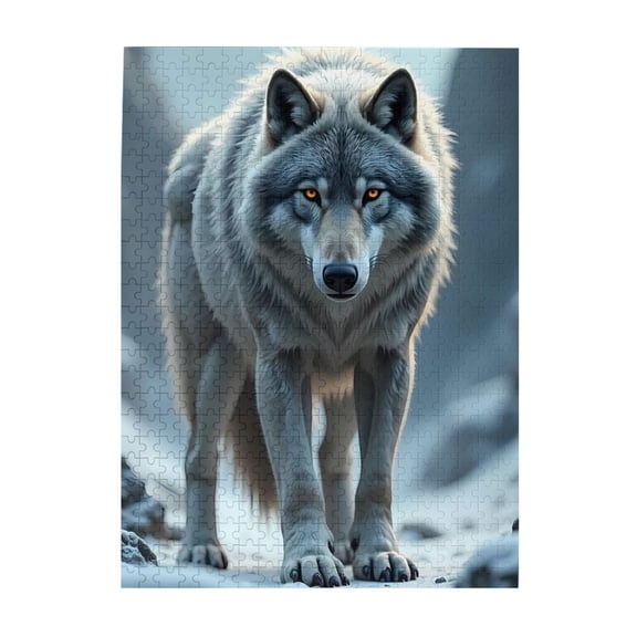 500-Piece Wooden Jigsaw Puzzle for Adults - Wolf Winter Snow Mountain Peak , Fun & Challenging Brain Teaser, Stylish Home Decor & Unique Gift