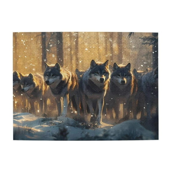 500-Piece Wooden Jigsaw Puzzle for Adults - Wolves In Winter Forest , Fun & Challenging Brain Teaser, Stylish Home Decor & Unique Gift