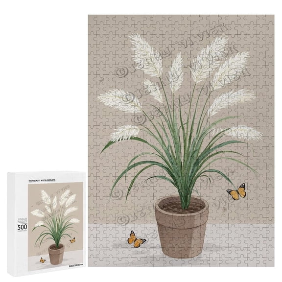 500 Piece Wooden Puzzle - Reed Grass, Natural Landscape Puzzle, Finished Size 15" x 21"