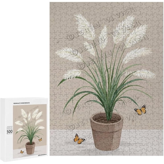 500 Piece Wooden Puzzle - Reed Grass, Natural Landscape Puzzle, Finished Size 15" x 21"