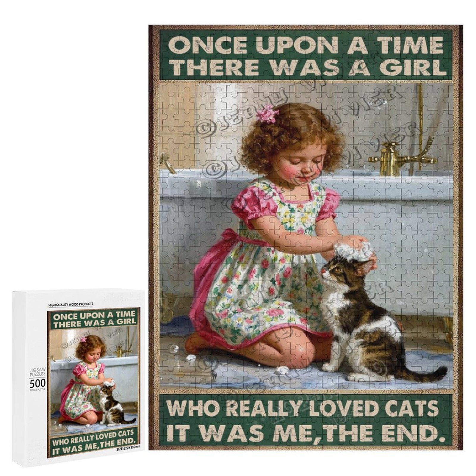 WEIMEILD Targa In Metallo Vintage - Scritta "Once Upon A Time There Was A Girl Who Really Loved Cats" - Decorazione Da Parete 20x30 Cm Per Amanti Dei Gatti