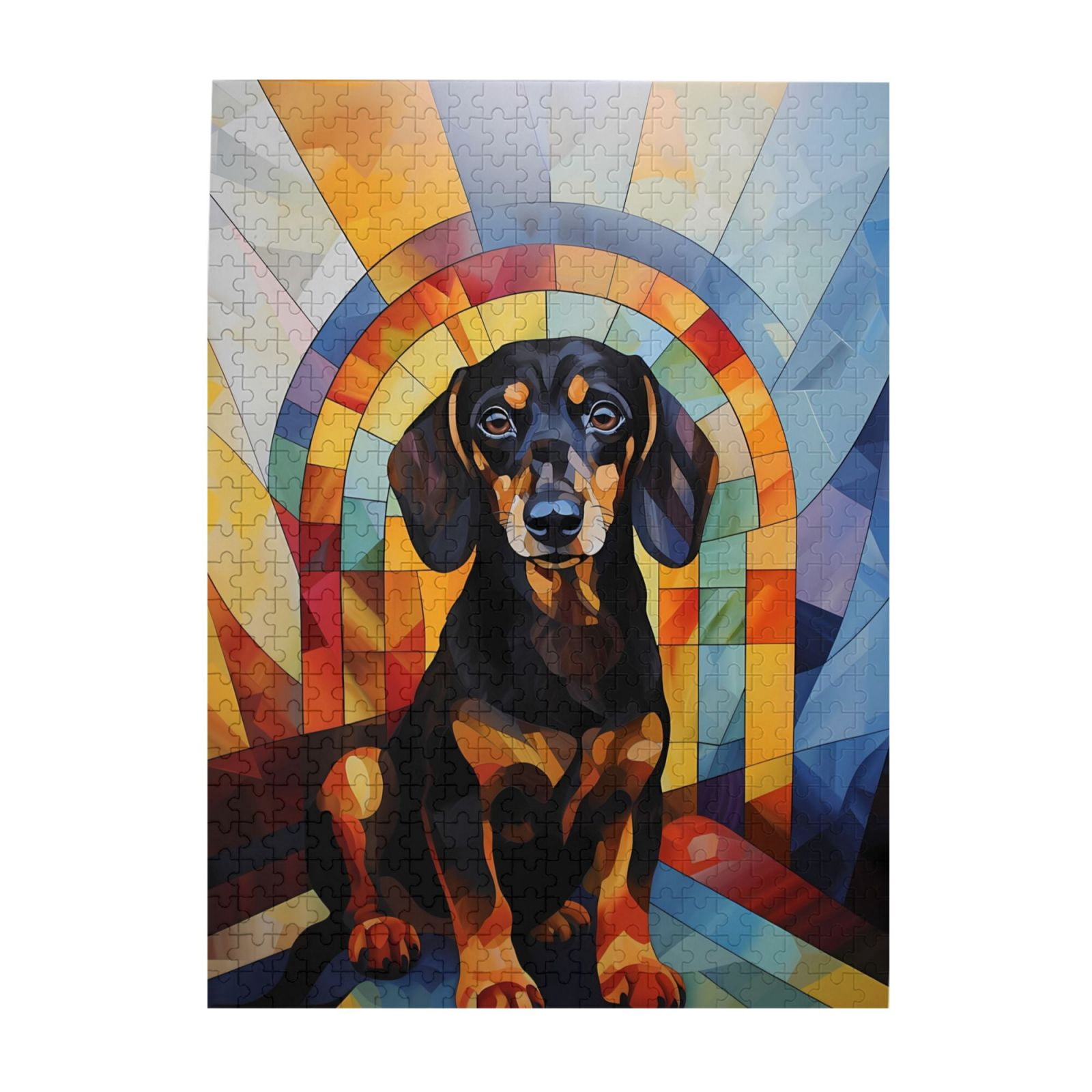500 Piece Wooden Stained Glass Dachshund Jigsaw Puzzle For Adults ...