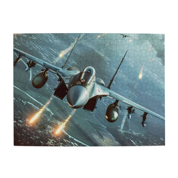 500 Piece Wooden Warplane Jigsaw Puzzle For Adults Dynamic Air Combat Scene, Challenging & Relaxing Brain Game, Great Home Decor Gift Idea