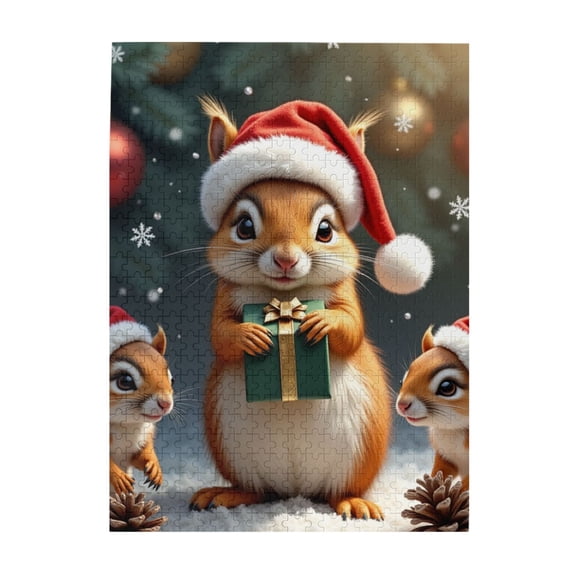 500 Piece mas Squirrel Jigsaw Puzzle For Adults Festive Holiday Artwork Challenging And Fun Brain Teaser Unique Home Decor Great Gift Idea