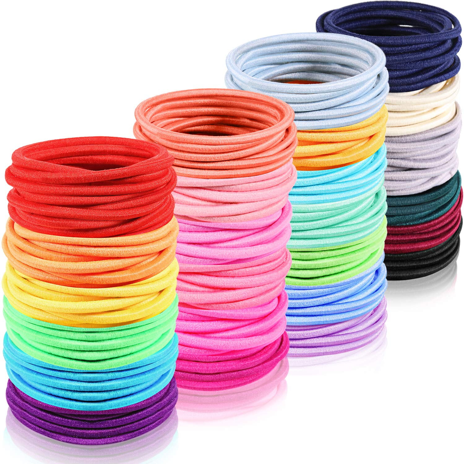 500 Pieces Bright Thin Elastics Hair Ties, Ponytail Holders, Multicolor Pain-free Elastic Bands Accessories for Women Men Kids for Thin Hair(3 mm x 5 cm)