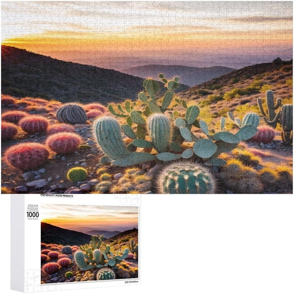 500 Pieces Cactus Puzzle for Adults, 20.5"x15" Desert Nature, Every Piece Distinct