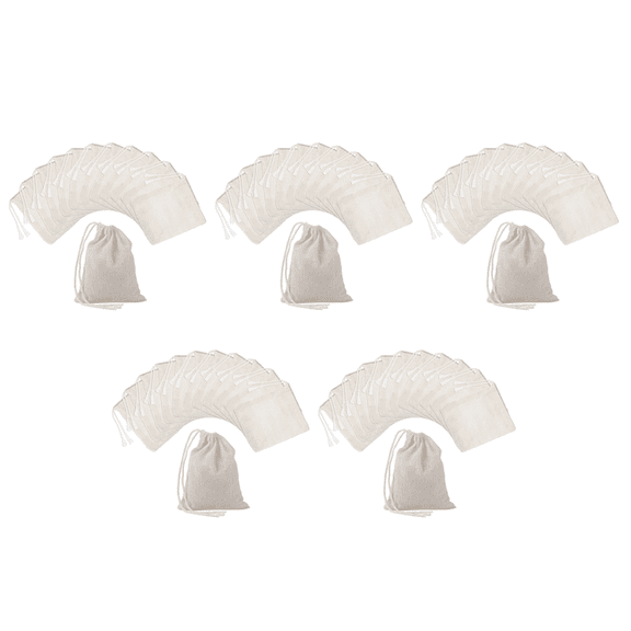 500 Pieces Drawstring Cotton Bags Muslin Bags,Tea Brew (4 x 3 Inches)