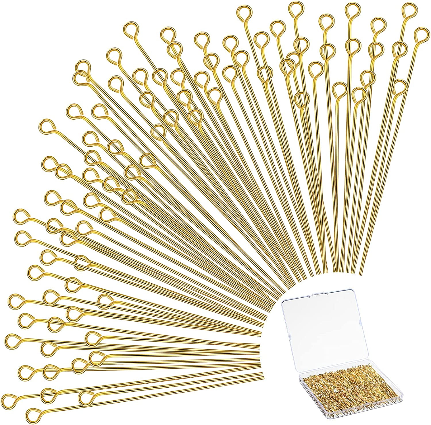 100 Gold Flower Head Pins Ticker 50mm Plated For DIY Jewelry