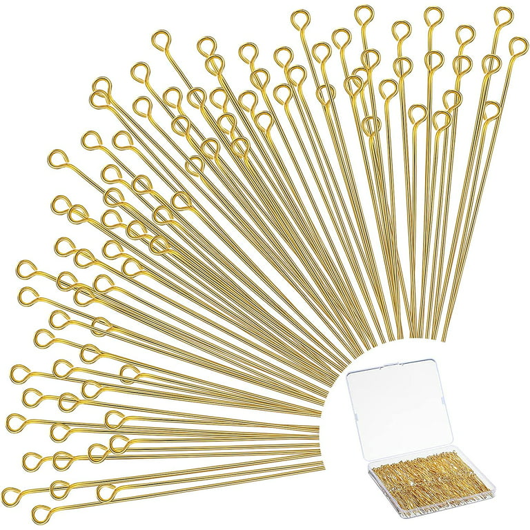 500 Pieces Eye Pins 50 mm Jewelry Making Pin Heads Eye Jewelry Head Pins  for Jewelry Making DIY Ball Head Pins for Craft Earring Bracelet Jewelry  Making Accessories Supplies (Gold) 