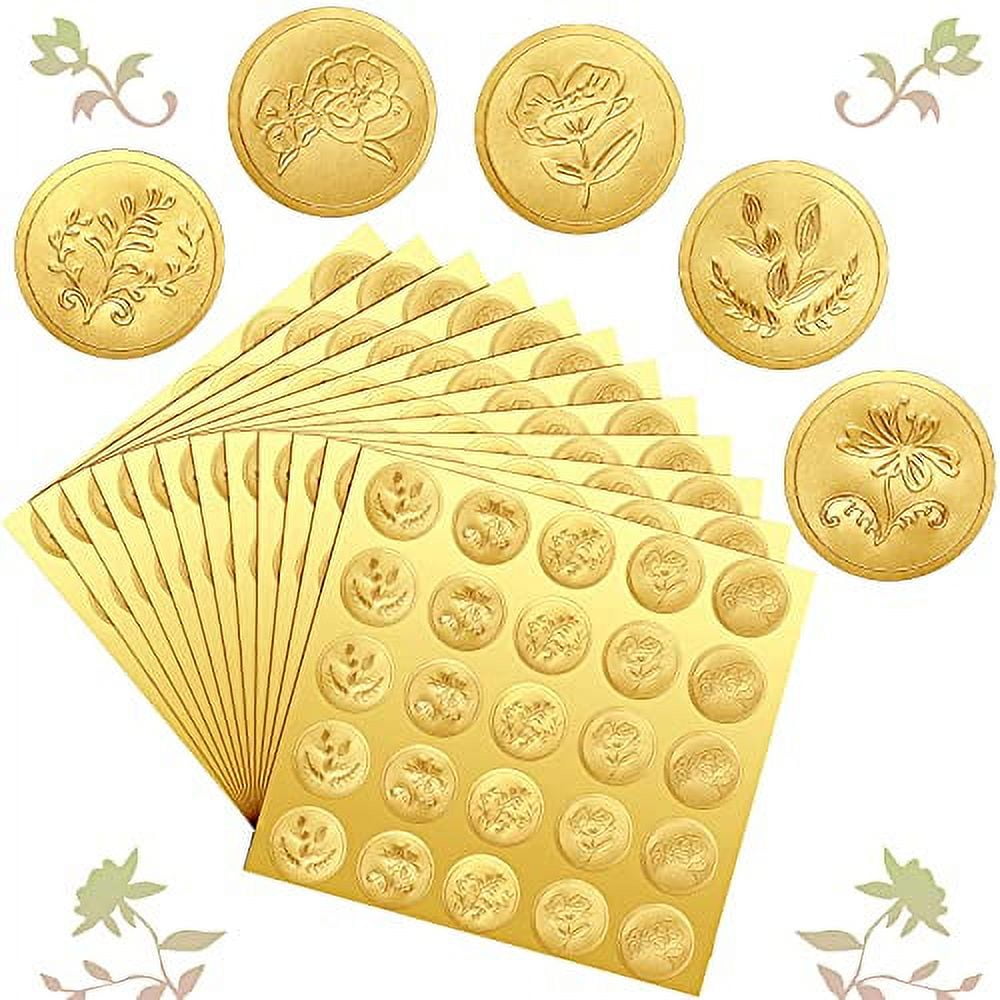500 Pieces Gold Embossed Envelope Seals Stickers Adhesive Seal Stickers