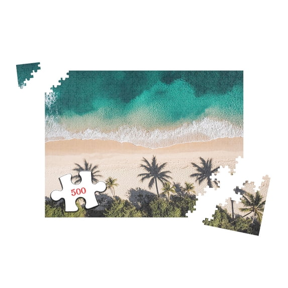 500 Pieces Jigsaw Puzzle for Adults Aerial View Tropical Beach Ocean Waves Palm Trees Landscape Art 20.5x15 Inch Home Decor Stress Relief Puzzle Game