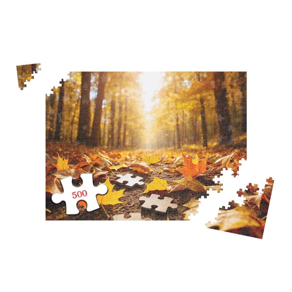 500 Pieces Jigsaw Puzzle for Adults Autumn Forest Leaves Landscape Wooden Puzzle Game Home Decoration Relaxation Challenge 20.5x15 Inch
