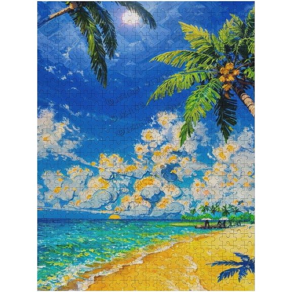 500 Pieces Jigsaw Puzzles for Adults Landscape Summer Palm Beautiful Beach Scenes Jigsaw Puzzles Landscape Puzzle Nature Puzzles Game Intellectual Puzzles Gift Home Kitchen Bedroom Decor