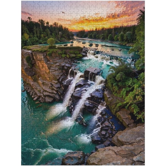 500 Pieces Jigsaw Puzzles Challenging Adult - Mountains Waterfall Water Flow Creek Stream Landscape Puzzles - Suitable as Home Decor Family Unzip Game or A to Develop Intelligence