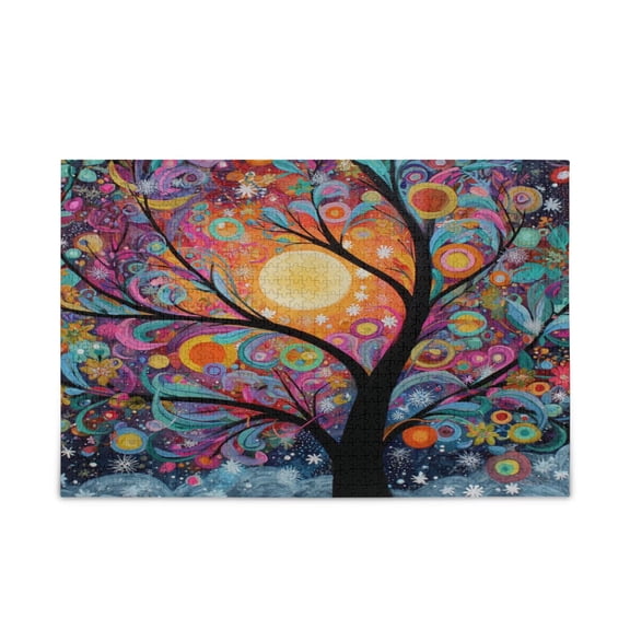 500 Pieces Jigsaw Puzzles Storage Bag & Guide Beautiful Abstract Tree Painting Puzzle for 15+