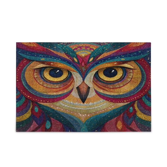 500 Pieces Jigsaw Puzzles Storage Bag & Guide Colorful Owl Face Puzzle for 15+