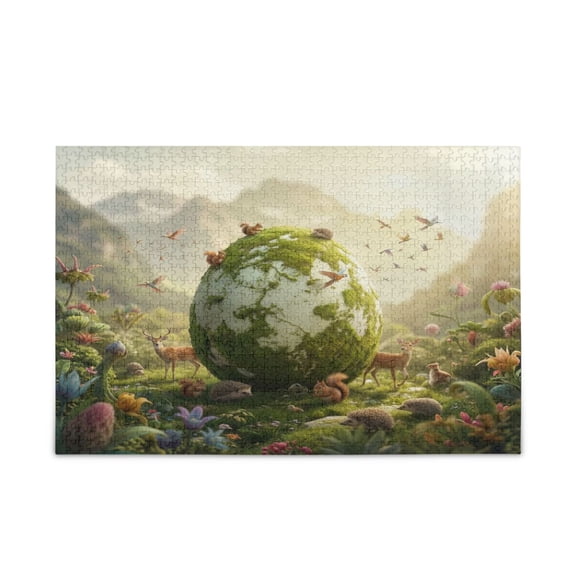 500 Pieces Jigsaw Puzzles Storage Bag & Guide Giant Egg with Green Moss Puzzle for 15+