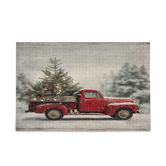 500 Pieces Jigsaw Puzzles Storage Bag & Guide Vintage Red Truck Puzzle for 15+