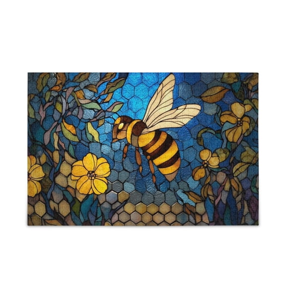 500 Pieces Jigsaw Puzzles Storage Bag & Guide Yellow Flowers and Bee Puzzle for 15+