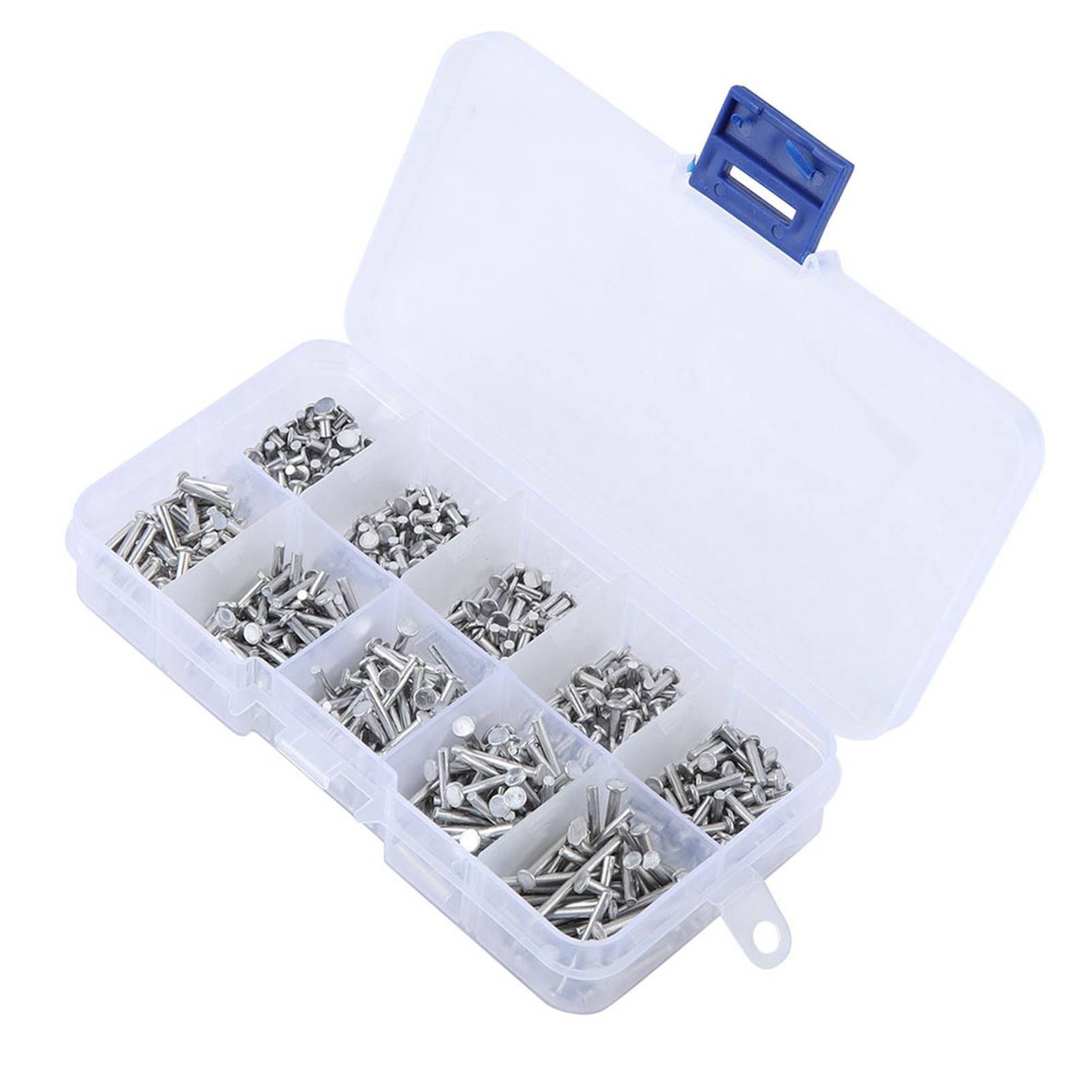 Hardware Fitting Rivets 500 Pieces M2 Flat Head Solid Aluminum Rivets Assortment Kit for ...