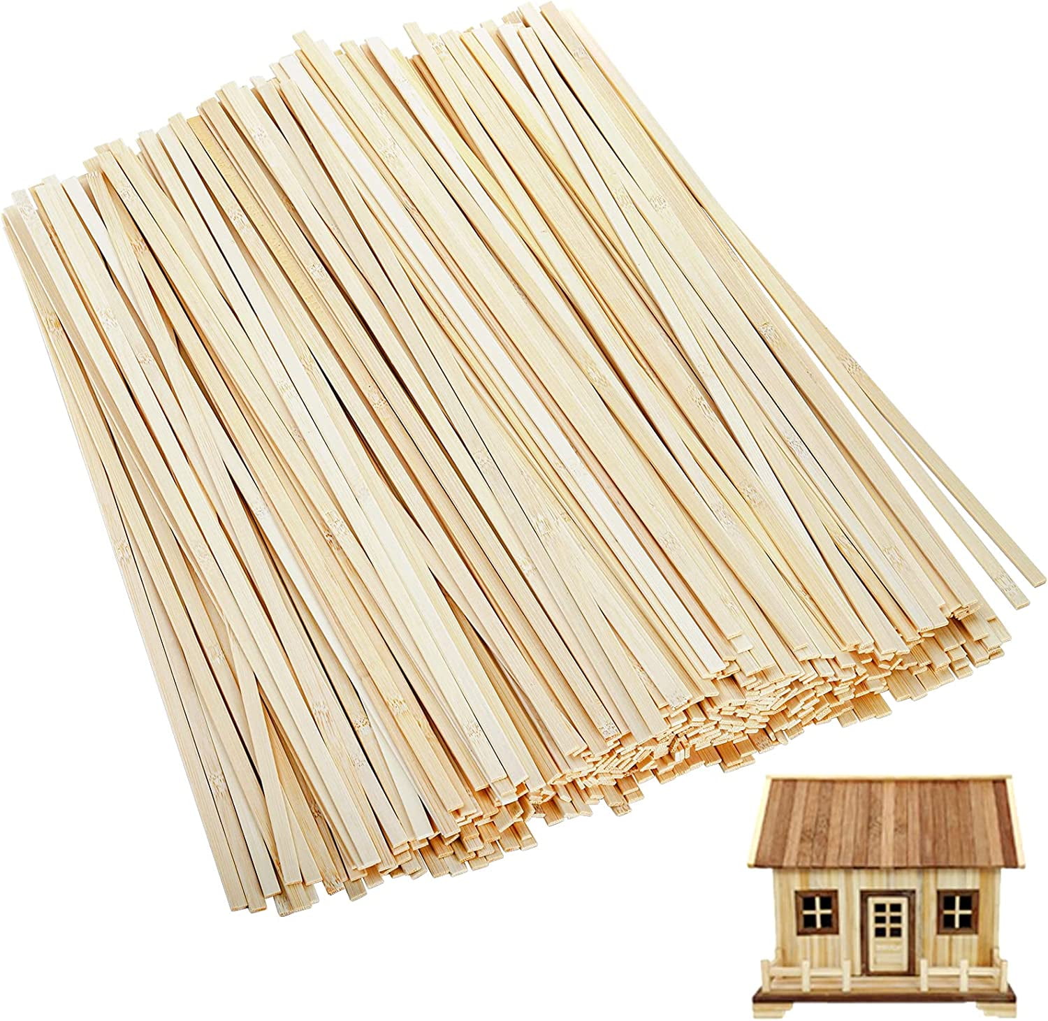 500 Pieces Natural Bamboo Sticks, 15.8 Inch Long Square Craft Sticks for Arts Projects, Wood Crafting