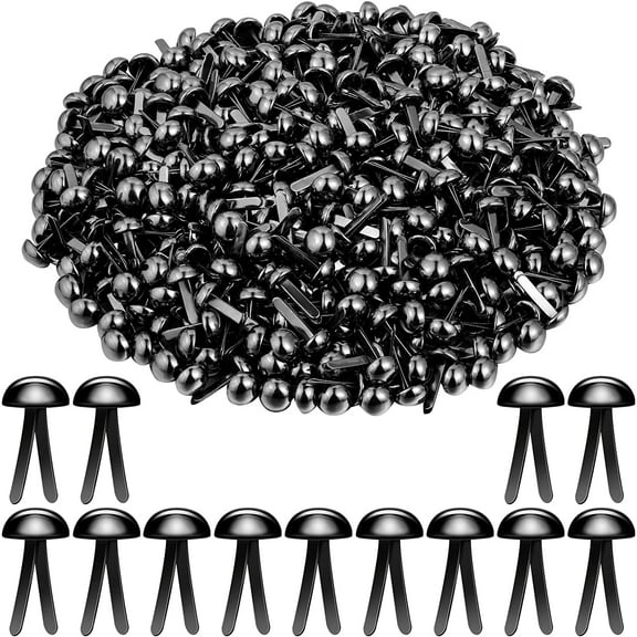 500 Pieces Paper Fasteners Brads Round Fasteners with White Paper Box for Art Crafting School Project Decorative Scrapbooking DIY Supplies (Black,0.24 x 0.47 Inch)