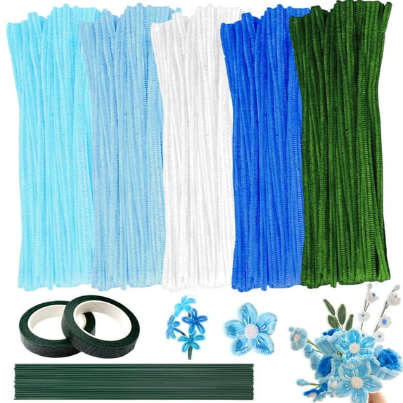 500 Pieces Pipe Cleaners Chenille Stems for Flower Craft Supplies Bulk Fluffy Fuzzy Sticks