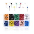 thumbnail image 1 of 500 Pieces Push Pins Map Pins with Colored Head Map Tacks with Point Assorted Colors Stainless Steel Small Round Head Marking Pins, 1 of 5