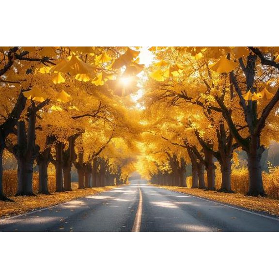 500 Pieces Puzzle for Adult - Yellow Ginkgo Trees On Both Sides of The Road Wooden Jigsaw Puzzles Challenging Educational Fun Toys for Family Creative Gift