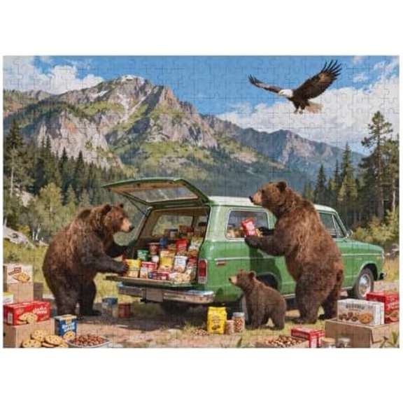 500 Pieces Puzzle for Adults, Wild Bear Family Puzzles for Adults 500 Pieces, Mountain and Forest Scenery Jigsaw Puzzles 500 Piece, Family Challenging Puzzle Game Great Gift Idea 20.5 x 15 in