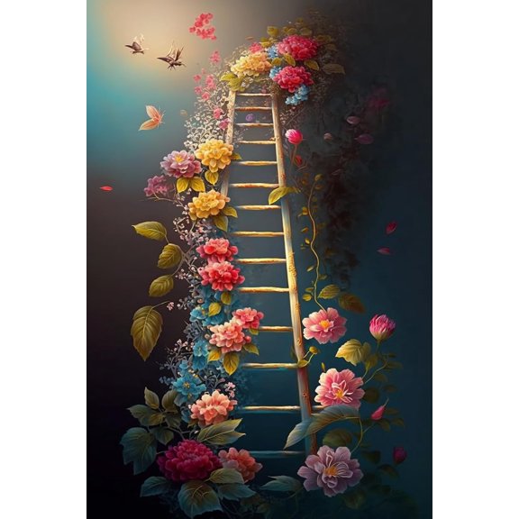 500 Pieces Puzzle for Adult - Flower Ladder Wooden Jigsaw Puzzles Challenging Educational Fun Toys for Family Creative Gift
