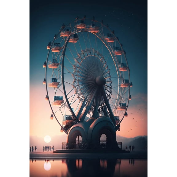 500 Pieces Puzzle for Adult - Sunset Ferris Wheel Wooden Jigsaw Puzzles Challenging Educational Fun Toys for Family Creative Gift