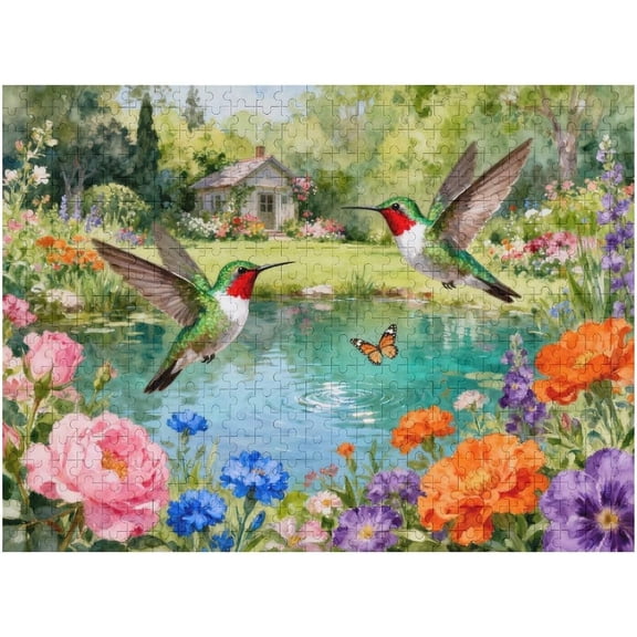 500 Pieces Puzzles for Adults Puzzle Hummingbird Flower Jigsaw Puzzles 500 Piece for Adults Seniors, Letters on Back Challenging Creative Kits Great Gift for Family Friends 20.5 X 15 in