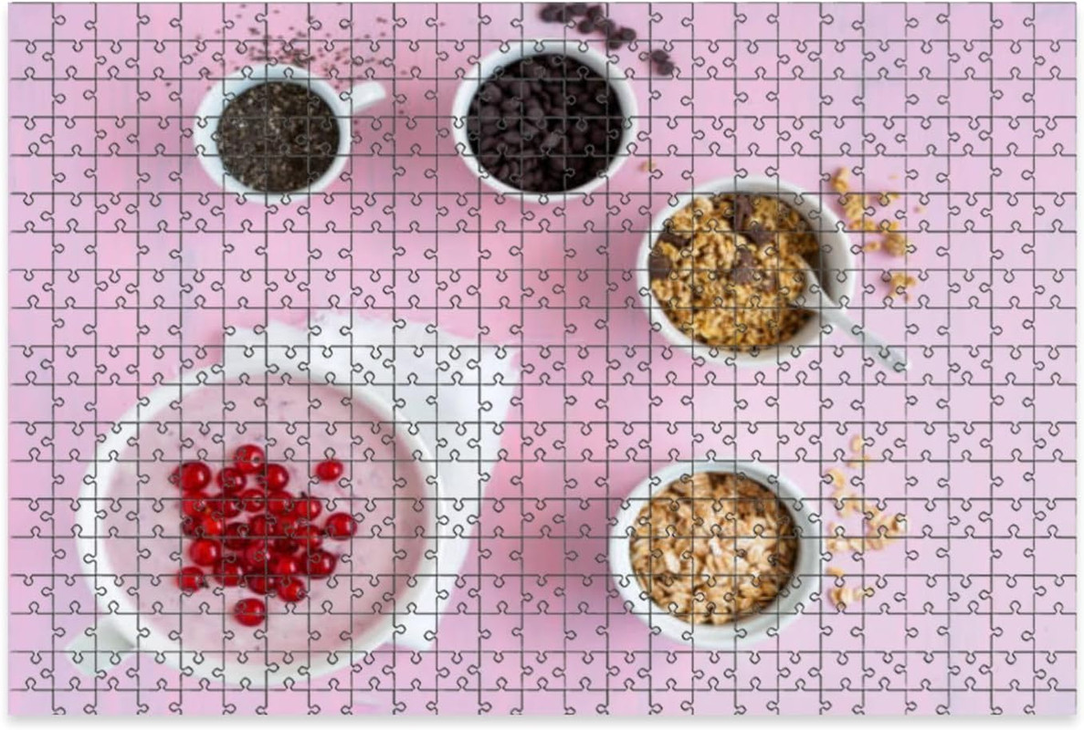 500 Pieces Puzzles Wooden Letter Area Design Yogurt Currants Oatmeal