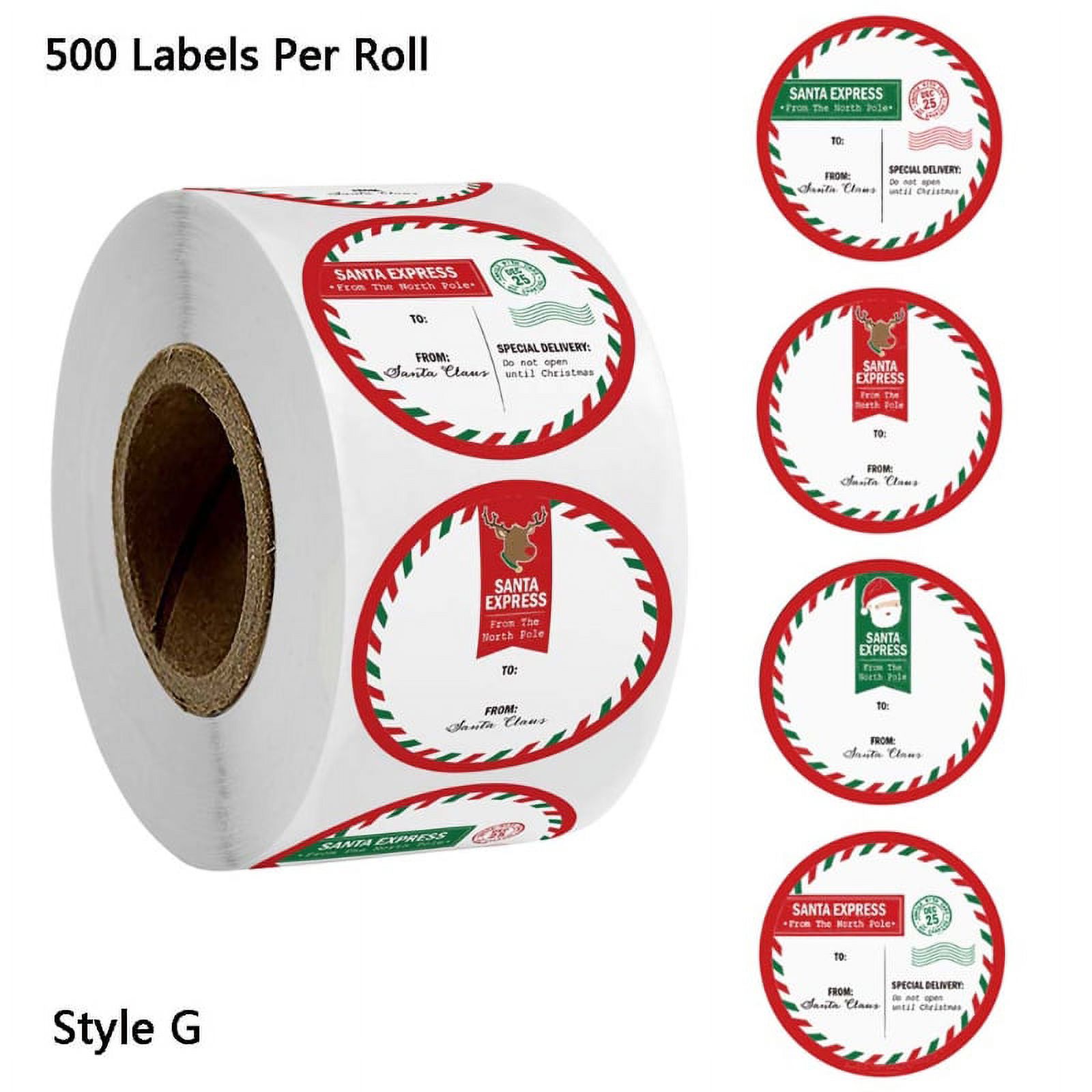 500 Pieces Round Adhesive Christmas Stickers Roll Merry Christmas ...