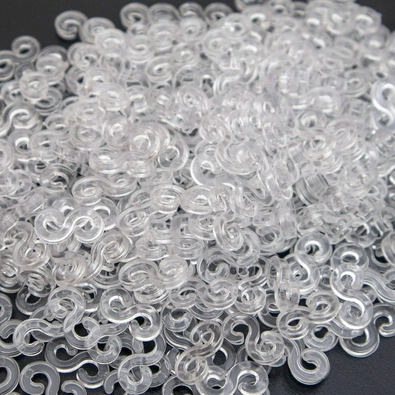 500 Pieces S C, Rubber Band, Plastic Connectors Refills Clips Kit for Loom Bracelets (Clear)