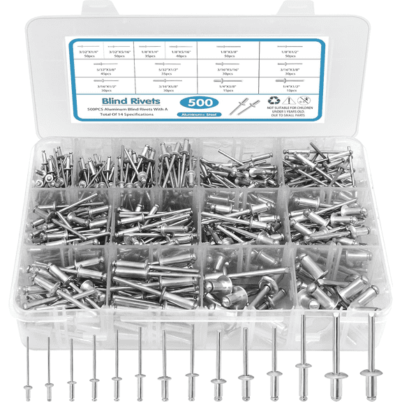 500 Pieces Silver Stainless Steel Hardware Set, Multi-Size Multi-Functional Accessory Set, Home Industrial Repair Tool Set, Portable Storage Box Set