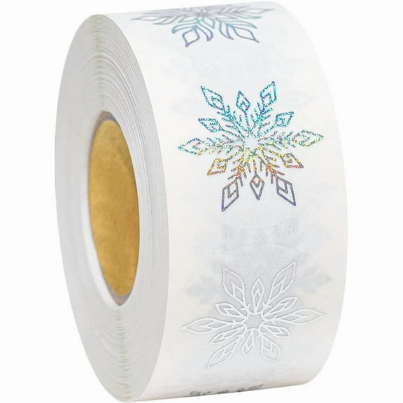 500 Pieces Snowflake Stickers, Transparent Christmas Stickers, Christmas Stickers Labels Roll for Gift Baking Packagin