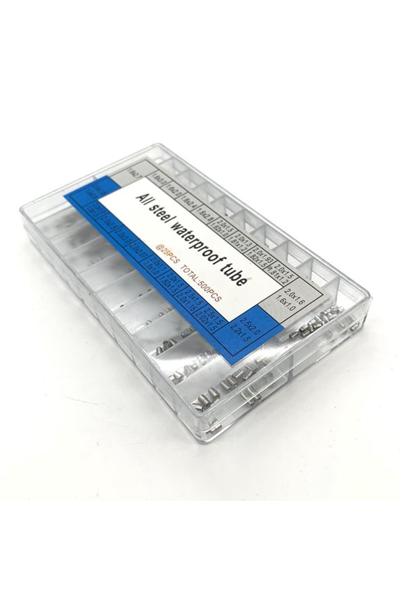 500 Pieces Watch Tubes Stainless Steel Mixed Sizes Watch Set for