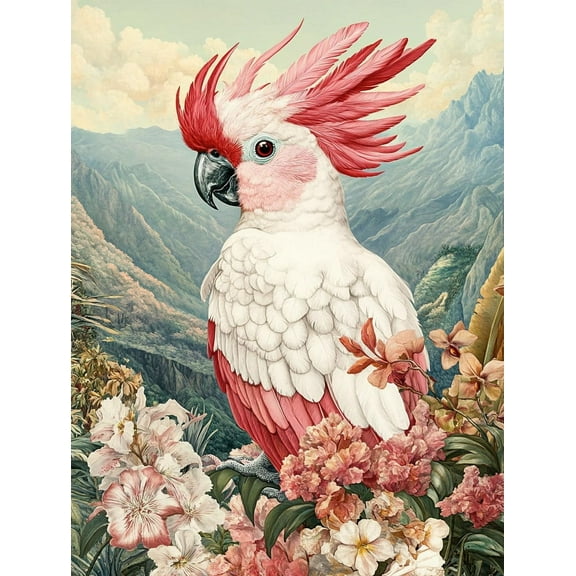 500 Pieces of Puzzle Sheets for Elderly People, Dementia Puzzle, Simple Puzzle,Cockatoo Among Flowers