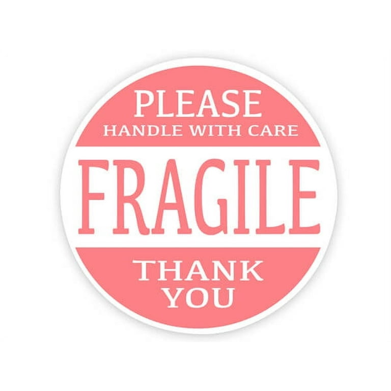 500 Pk, Fragile Please Handle With Care Packaging Sticker, Round 2