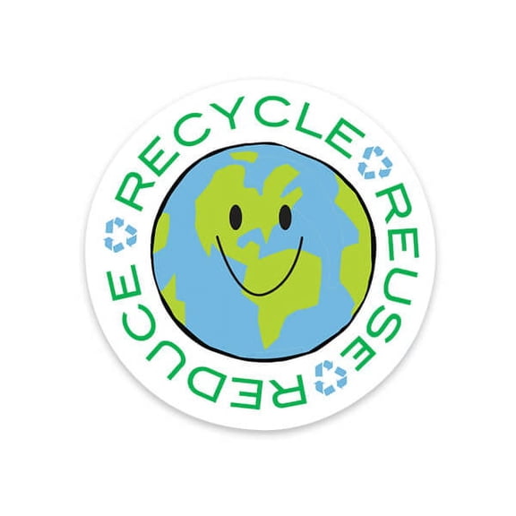 500 Pk, Recycle Reuse Reduce Packaging Sticker, Round 2" for Gift Bags, Poly Mailers, Envelopes, Made in USA