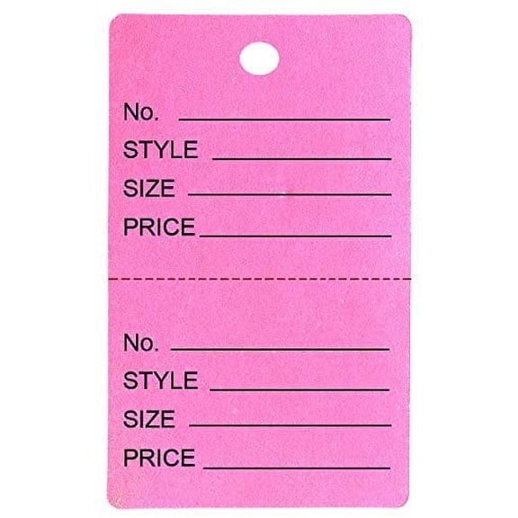 500 Qty Unstrung Pink Price/Receipt Tags w/Easy-Tear Stub Consignment/Merchandise/Clothing/Jewelry/Laundry Service/Sales - 1 3/4 x 2 7/8 44x73mm, Pink