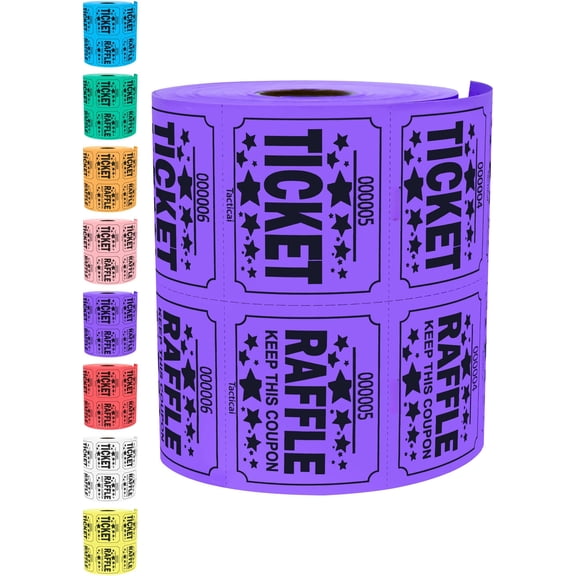 500 Raffle Tickets  Purple (1 Of 8 Colors) Double Roll Large Ticket For Events Entry Class Reward Fundraiser & Prizes