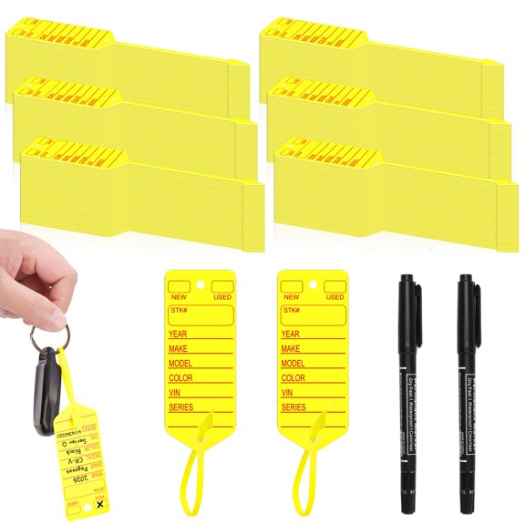 500 Self Locking Arrow Key Tags 1 3/8'' × 8 1/8'' with 1 Double-Ended Marker Car Key Labels Key Identification Tags Self Lock Lable Tags for Office Automotive Shop Supplies