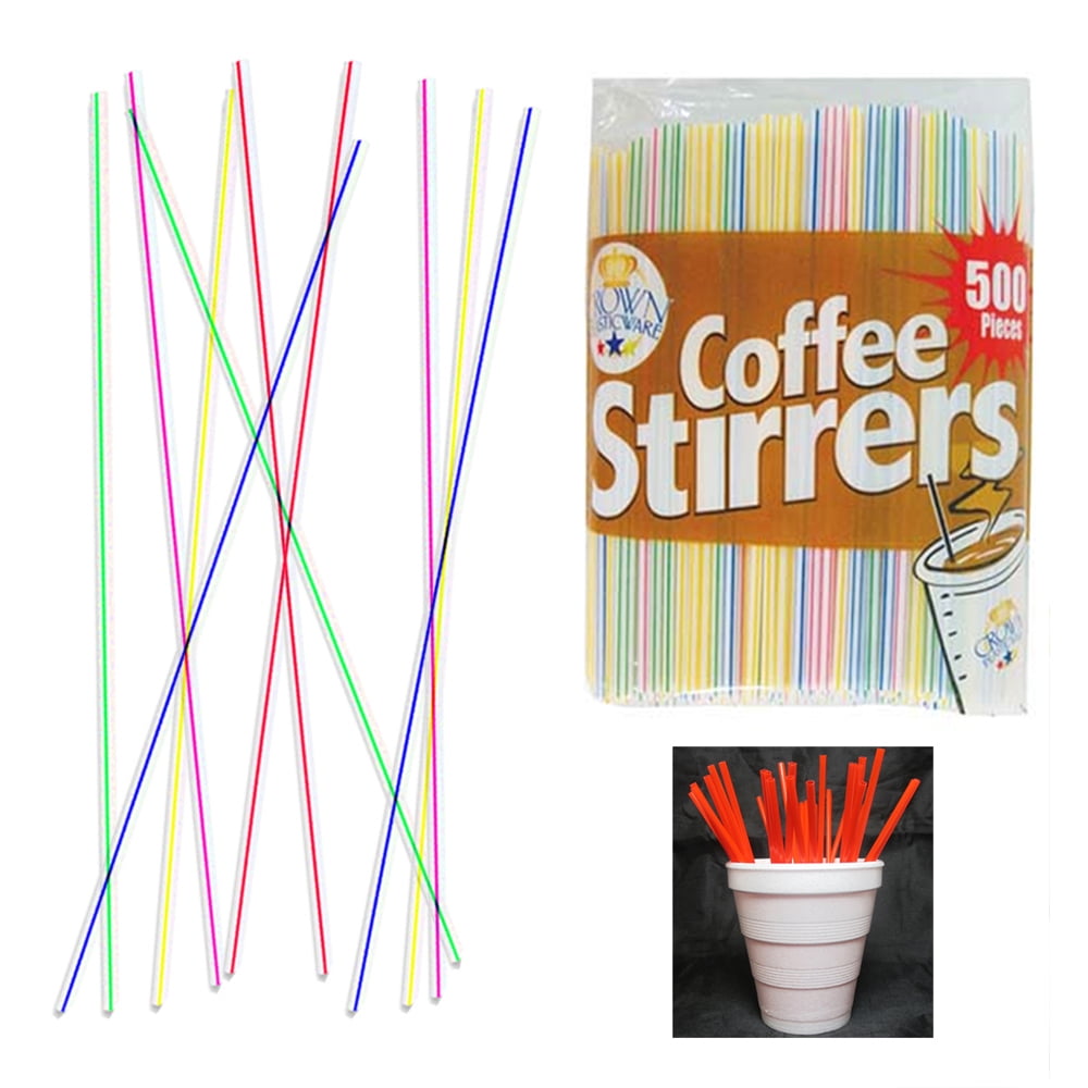 PAMI Disposable Coffee Black Sip Stirrers/Straws [Value Pack of 1000 Pcs] -  5” Plastic Cocktail Stirrers For Drinks- Beverage Stirrers For Hot & Cold