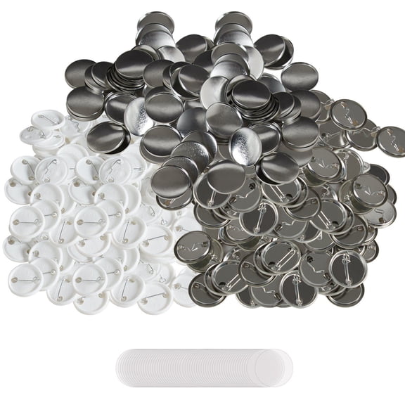 500 Sets 1.25 Inch DIY Pinback Button Parts Kit, Includes Metal Shells, Plastic Backs, Film & Paper for Custom Badges, No Machine
