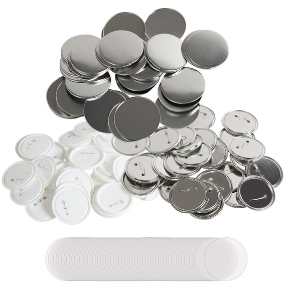 500 Sets 2.25 inch DIY Pinback Button Parts Kit, 58mm Round Badge Making Supplies with Metal Shells, Plastic Buttons, Film & Paper for Custom Gifts